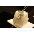 Cute Shiny Stones Animal Pendant Necklace Gold Long Necklace